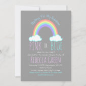 虹の雲ピンクまたは青のジェンダーが明らかにするパーティー 招待状 (正面)