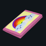 虹の雲 ナイロン三つ折りウォレット<br><div class="desc">素敵な虹のイラストレーションと雲の足。個人のカスタマイズに最適。文字の追加/変更/削除または'クリック'で背景色を変カスタマイズ更</div>