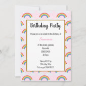 虹の雲 ピンク マルチ 誕生日 招待状 (正面)