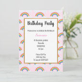 虹の雲 ピンク マルチ 誕生日 招待状 (スタンド正面)