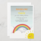 虹の雲 青空 陽光 バースデーパーティー 招待状 (正面/裏面)