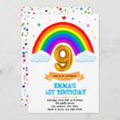 虹の雲 9歳の誕生日パーティー招待状 招待状 (正面/裏面)
