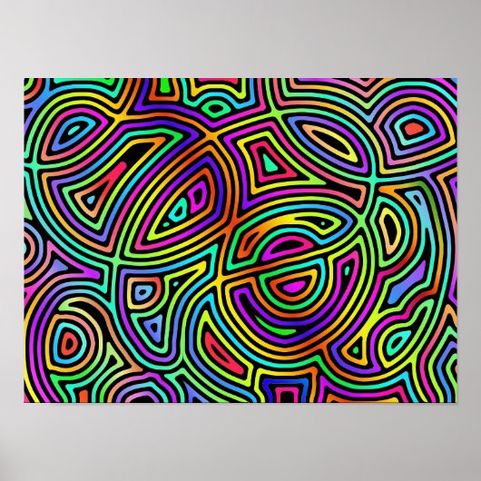 虹の非対称抽象芸術図形 ポスター (正面)