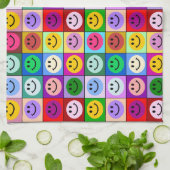 虹の顔の正方形 キッチンタオル (折り畳み)