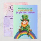 虹の願い：金ゴールドと喜びのポット – セント・パトリック 招待状 (正面/裏面)