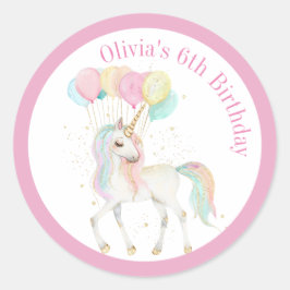 虹の風船が咲く魔法のユニコーン ラウンドシール