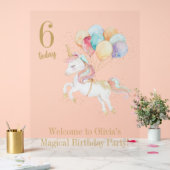 虹の風船と魔法のユニコーンへようこそ アクリルサイン (ウェディング)