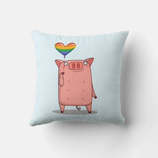 虹の風船を持つ豚 クッション (裏面)