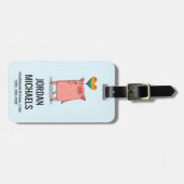 虹の風船を持つ豚 ラゲッジタグ (正面横)