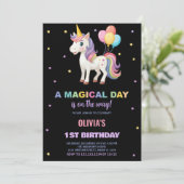 虹の風船 ユニコーンの誕生日招待状 招待状 (スタンド正面)