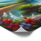 虹の飛んでいる下で鳩 ポスター (角)