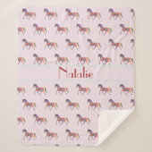 虹の馬のパターン – 名前を追加 シェルパブランケット (正面)