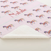 虹の馬のパターン – 名前を追加 シェルパブランケット (3/4)