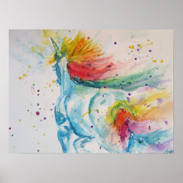 虹の馬はユニコーンの可愛いポスター ポスター