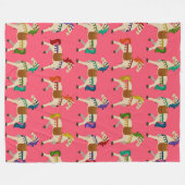 虹の馬ピンク フリースブランケット (正面(横))