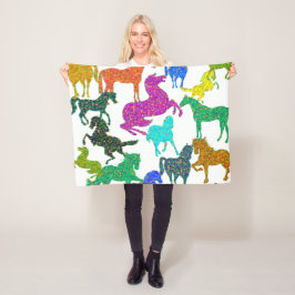 虹の馬 – "馬に関するDotty!" フリースブランケット