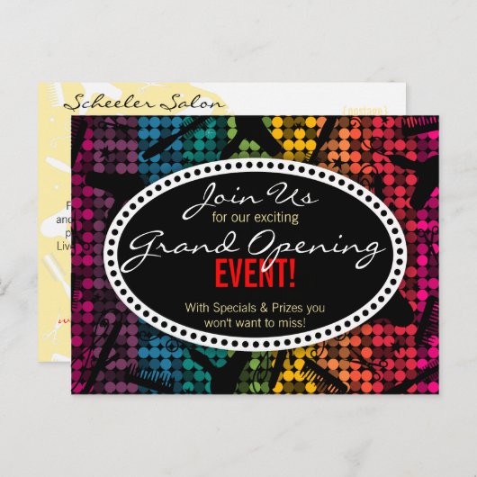 虹の魅力的でカスタムなヘアーサロンのイベントの郵便はがき インビテーションポストカード (正面/裏面)