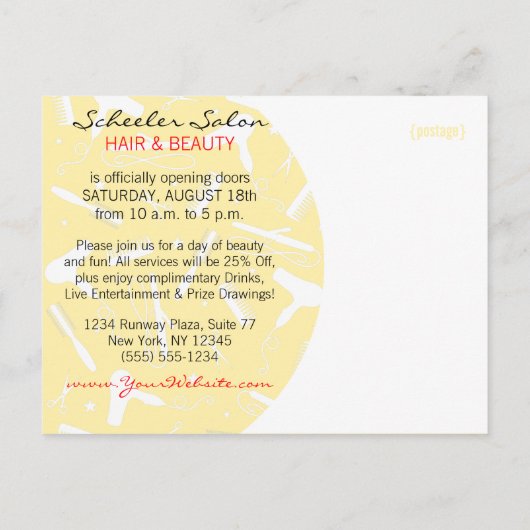 虹の魅力的でカスタムなヘアーサロンのイベントの郵便はがき インビテーションポストカード (裏面)