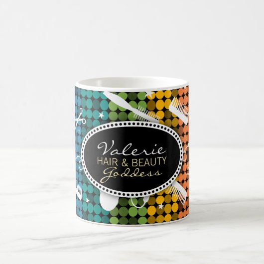 虹の魅力的でカスタムな毛及び美しいのマグ コーヒーマグカップ (中央)