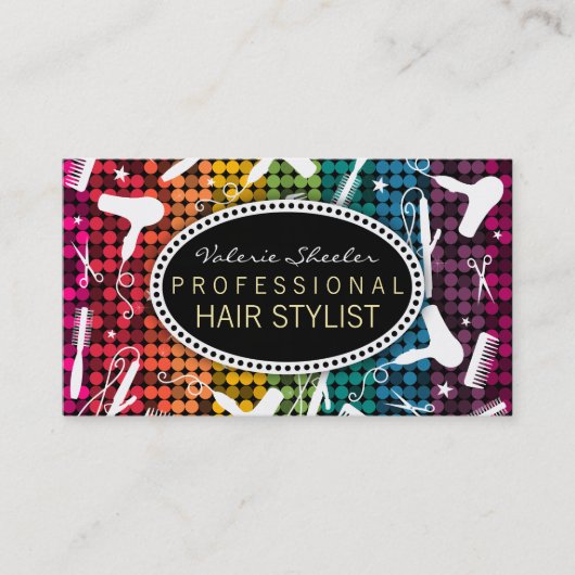 虹の魅力的なヘアーサロンのカスタムな名刺 名刺 (正面)