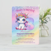 虹の魔法のユニコーンの3番目の誕生日 招待状 (スタンド正面)