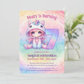 虹の魔法のユニコーンウィムシクル7歳の誕生日 招待状 (スタンド正面)