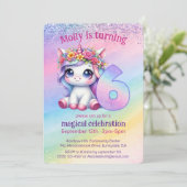 虹の魔法のユニコーン6歳の誕生日 招待状 (スタンド正面)
