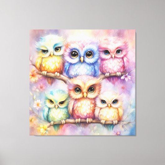 虹の鳥のフクロウ3 キャンバスプリント (正面)