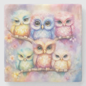 虹の鳥のフクロウ3 ストーンコースター (正面)