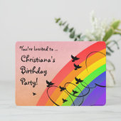 虹の鳥の渦巻き誕生日パーティー 招待状 (スタンド正面)