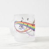 虹の黒い音符の曇らされたマグ フロストグラスマグカップ (正面左)