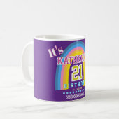 虹の21歳の誕生日パープル コーヒーマグカップ (正面左)