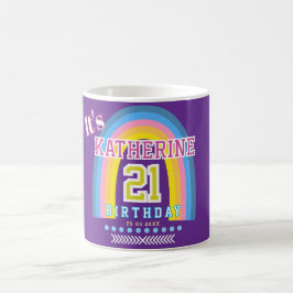 虹の21歳の誕生日パープル コーヒーマグカップ