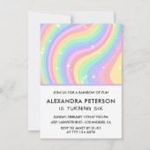虹の6歳誕生日招待状 パステルキュート 招待状 (正面)