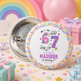 虹の7歳の誕生日 | 6歳だったのに今は7歳 | キッズ 缶バッジ
