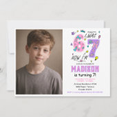 虹の7歳の誕生日 | "6歳だったのに今は7歳" パーティー 招待状 (正面)