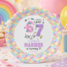 虹の7歳の誕生日 | 6歳だったのに今は7歳 | 子供 ペーパープレート