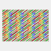 虹の「聖降誕祭お目出とう！」、クリスマスストライプ祭 ラッピングペーパーシート (正面)