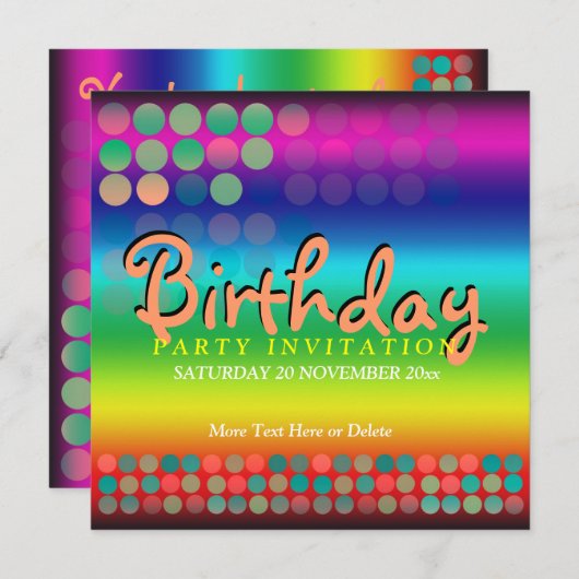 虹のFuntimesの誕生日のパーティの招待状 招待状 (正面/裏面)