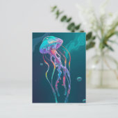 虹のledを持つクラゲ ポストカード (スタンド正面)