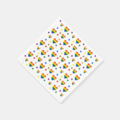 虹のLGBTハートとカラフル花のパターン スタンダードカクテルナプキン (角)