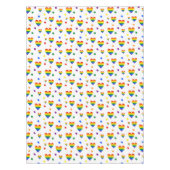 虹のLGBTハートとカラフル花のパターン テーブルクロス (正面)