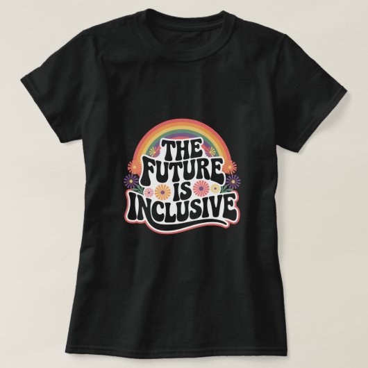 虹のLGBTQフラッグ ゲイ 包括的な未来 Tシャツ (デザイン正面)