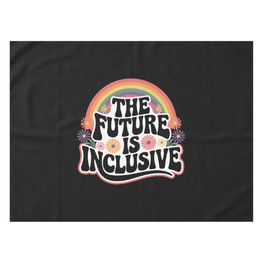 虹のLGBTQフラッグ ゲイ 向け 包括的な未来 テーブルクロス (正面(横))