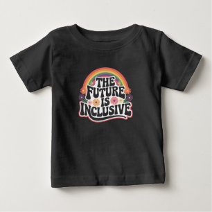 虹のLGBTQフラッグ ゲイ 向け 包括的な未来 ベビーTシャツ