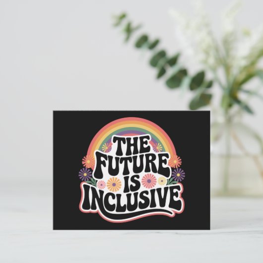 虹のLGBTQフラッグ ゲイ 向け 包括的な未来 ポストカード (スタンド正面)