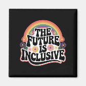 虹のLGBTQフラッグ ゲイ 向け 包括的な未来 マグネット (正面)