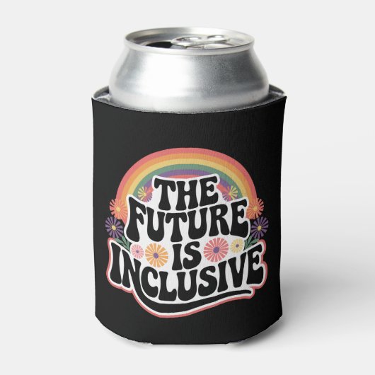 虹のLGBTQフラッグ ゲイ 向け 包括的な未来 缶クーラー (缶正面)