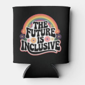 虹のLGBTQフラッグ ゲイ 向け 包括的な未来 缶クーラー (正面)