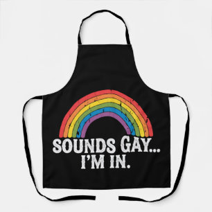 虹のLGBTQ ヴィンテージ レトロ レインボー 私は入っている ゲイに聞こえる エプロン